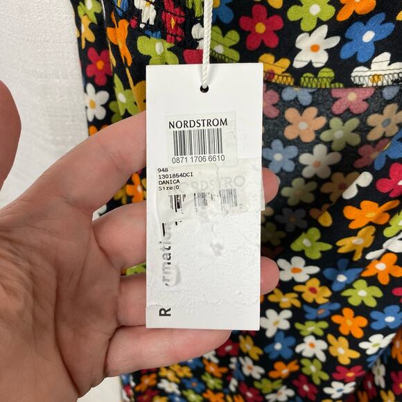 Reformation Crimini Black Multi Afternoon Floral Danica Slip Dress Sz.0 NWT - Picture 10 of 16